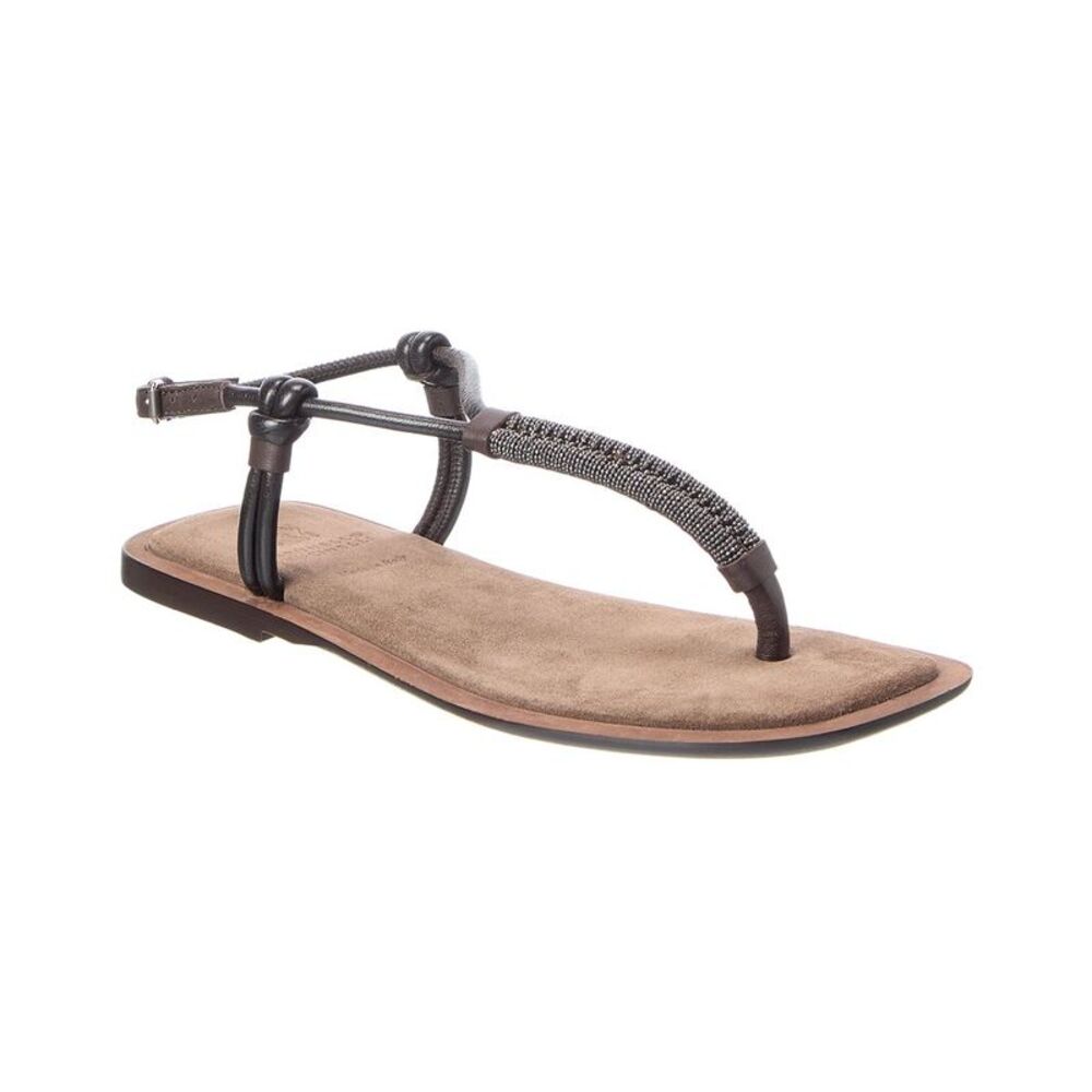 Brunello Cucinelli Leather Sandal, Brown